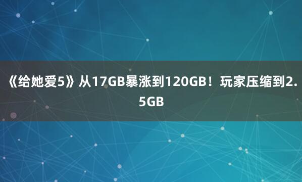 《给她爱5》从17GB暴涨到120GB！玩家压缩到2.5GB