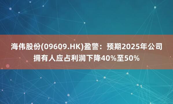海伟股份(09609.HK)盈警：预期2025年公司拥有人应占利润下降40%至50%