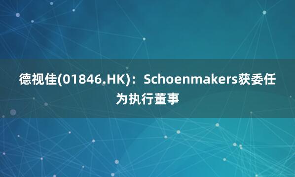 德视佳(01846.HK):Schoenmakers获委任为执行董事
