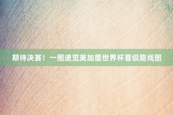 期待决赛！一图速览美加墨世界杯晋级路线图