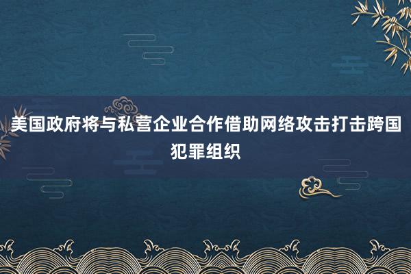 美国政府将与私营企业合作借助网络攻击打击跨国犯罪组织