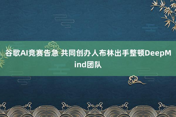 谷歌AI竞赛告急 共同创办人布林出手整顿DeepMind团队