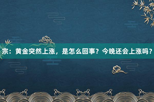 宗：黄金突然上涨，是怎么回事？今晚还会上涨吗？