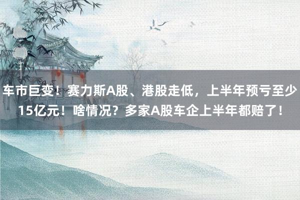 车市巨变！赛力斯A股、港股走低，上半年预亏至少15亿元！啥情况？多家A股车企上半年都赔了！