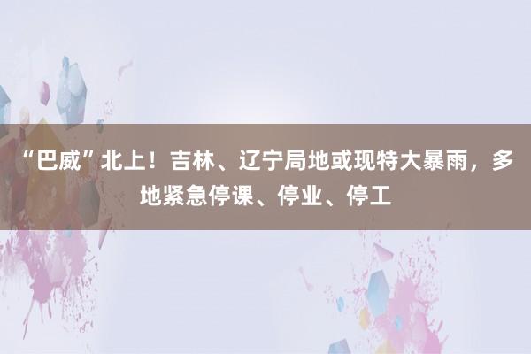 “巴威”北上！吉林、辽宁局地或现特大暴雨，多地紧急停课、停业、停工