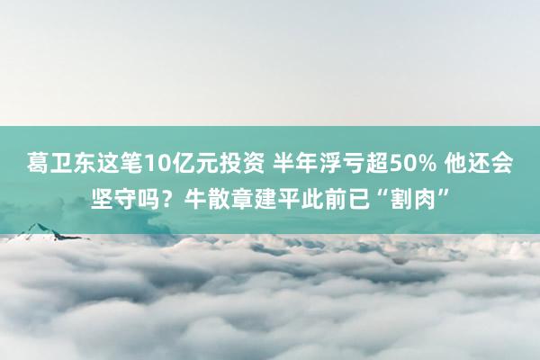 葛卫东这笔10亿元投资 半年浮亏超50% 他还会坚守吗？牛散章建平此前已“割肉”