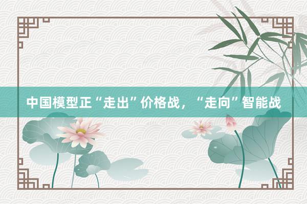 中国模型正“走出”价格战，“走向”智能战