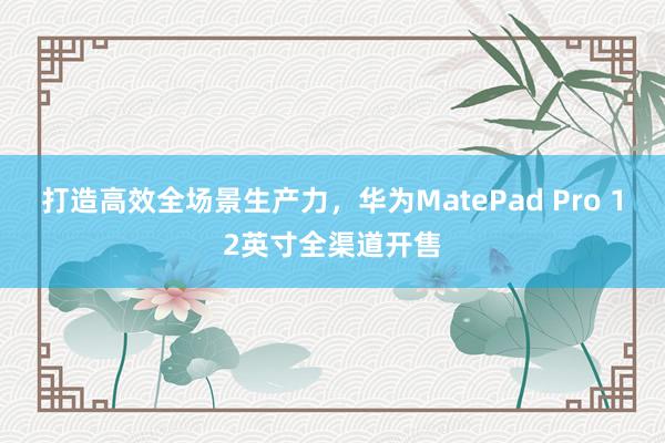 打造高效全场景生产力，华为MatePad Pro 12英寸全渠道开售