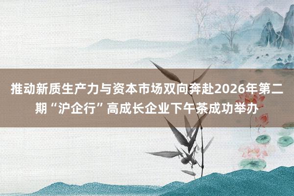 推动新质生产力与资本市场双向奔赴2026年第二期“沪企行”高成长企业下午茶成功举办