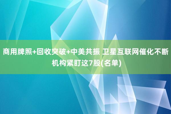 商用牌照+回收突破+中美共振 卫星互联网催化不断 机构紧盯这7股(名单)