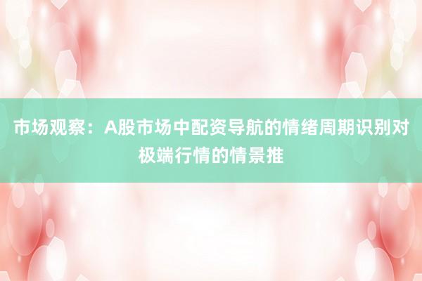 市场观察：A股市场中配资导航的情绪周期识别对极端行情的情景推