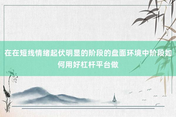 在在短线情绪起伏明显的阶段的盘面环境中阶段如何用好杠杆平台做