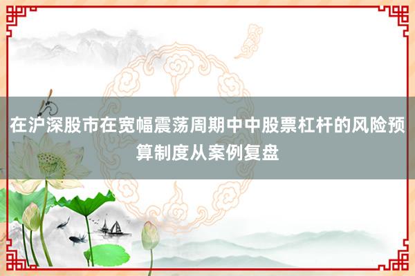 在沪深股市在宽幅震荡周期中中股票杠杆的风险预算制度从案例复盘