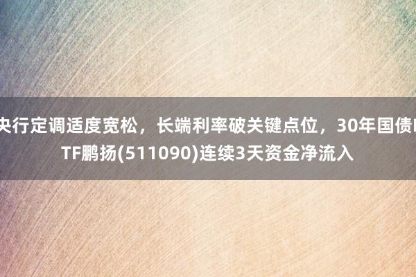 央行定调适度宽松，长端利率破关键点位，30年国债ETF鹏扬(511090)连续3天资金净流入