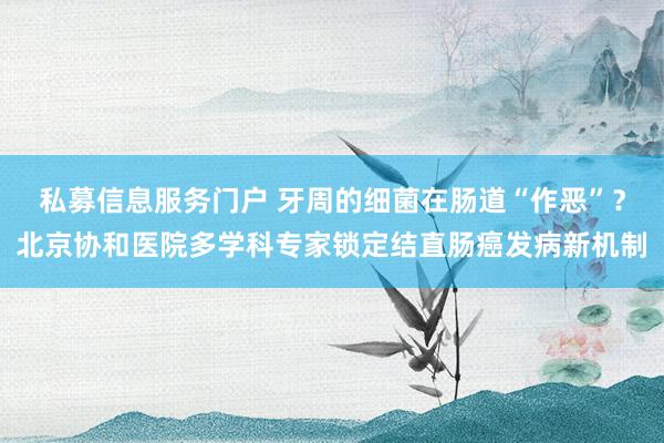 私募信息服务门户 牙周的细菌在肠道“作恶”？北京协和医院多学科专家锁定结直肠癌发病新机制