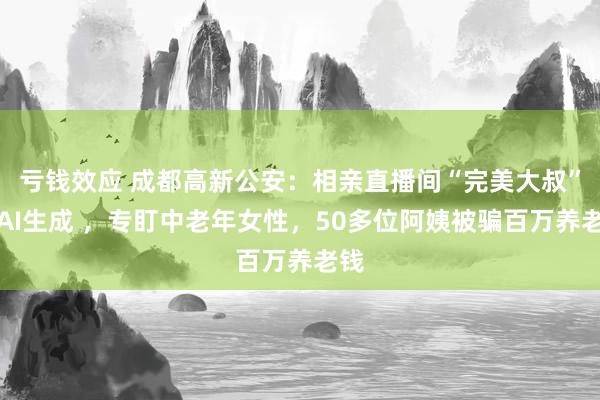 亏钱效应 成都高新公安：相亲直播间“完美大叔”由AI生成 ，专盯中老年女性，50多位阿姨被骗百万养老钱