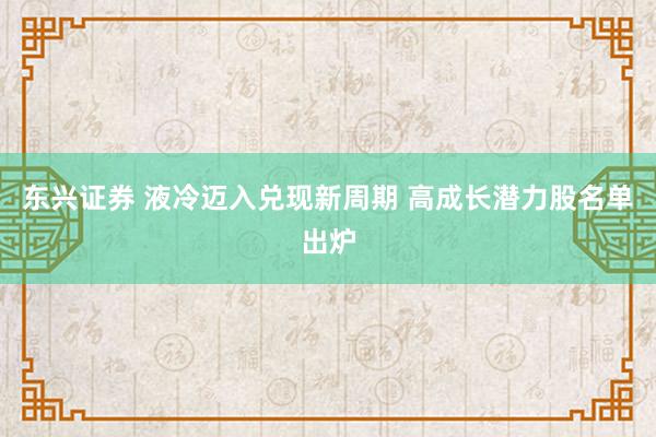 东兴证券 液冷迈入兑现新周期 高成长潜力股名单出炉