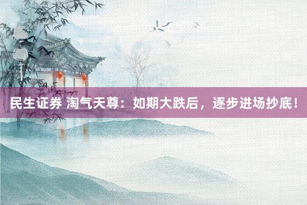 民生证券 淘气天尊：如期大跌后，逐步进场抄底！