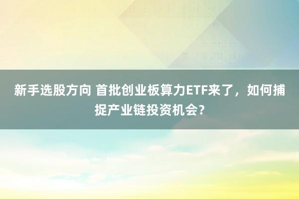 新手选股方向 首批创业板算力ETF来了，如何捕捉产业链投资机会？